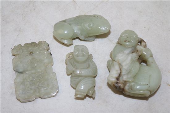 Four Chinese Celadon jade carvings, 19th/20th century, 5.3cm